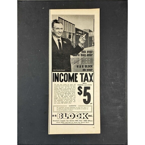 H&R Block Tax Service "Income Tax Federal & State $5" Vintage Print Ad 1966 - Picture 3 of 3
